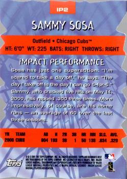 2001 Bowman's Best - Impact Players #IP2 Sammy Sosa  Back