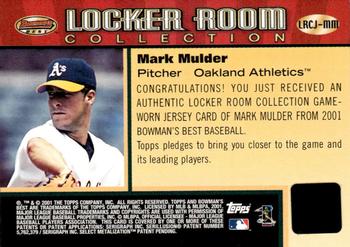 2001 Bowman's Best - Locker Room Collection Jerseys #LRCJ-MM Mark Mulder  Back