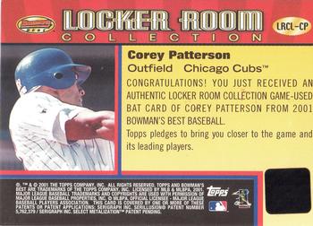 2001 Bowman's Best - Locker Room Collection Lumber #LRCL-CP Corey Patterson  Back