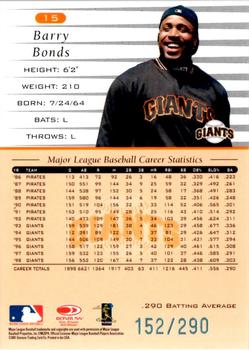 2001 Donruss - 1999 Retro Stat Line Career #15 Barry Bonds Back