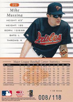 2001 Donruss - 1999 Retro Stat Line Career #39 Mike Mussina Back