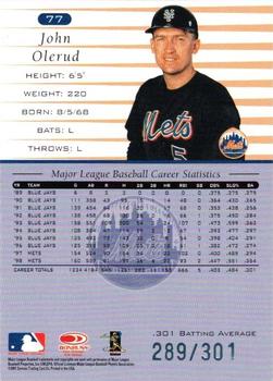 2001 Donruss - 1999 Retro Stat Line Career #77 John Olerud Back