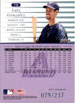 2001 Donruss - 1999 Retro Stat Line Career #78 Luis Gonzalez Back