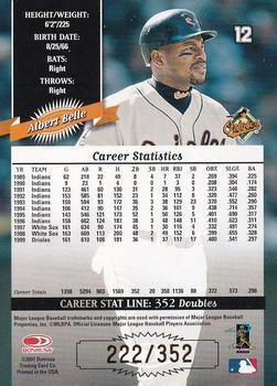2001 Donruss - 2000 Retro Stat Line Career #12 Albert Belle Back