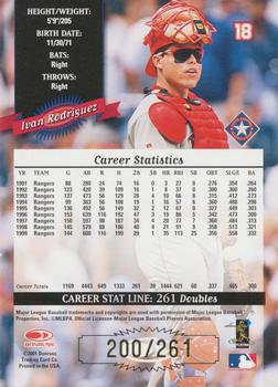 2001 Donruss - 2000 Retro Stat Line Career #18 Ivan Rodriguez Back