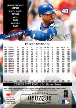 2001 Donruss - 2000 Retro Stat Line Career #40 Gary Sheffield Back