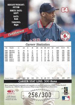 2001 Donruss - 2000 Retro Stat Line Career #64 Carl Everett Back