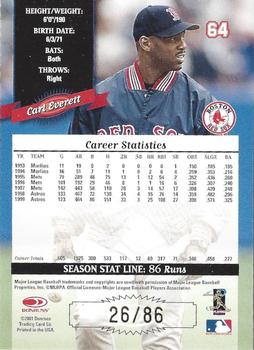 2001 Donruss - 2000 Retro Stat Line Season #64 Carl Everett Back