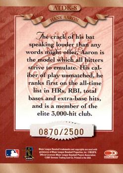 2001 Donruss - All-Time Diamond Kings #ATDK-8 Hank Aaron  Back
