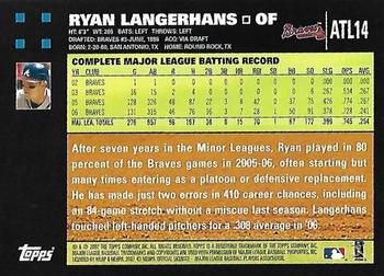 2007 Topps Atlanta Braves #ATL14 Ryan Langerhans Back
