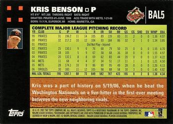 2007 Topps Baltimore Orioles #BAL5 Kris Benson Back