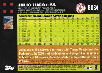 2007 Topps Boston Red Sox #BOS4 Julio Lugo Back