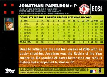 2007 Topps Boston Red Sox #BOS8 Jonathan Papelbon Back
