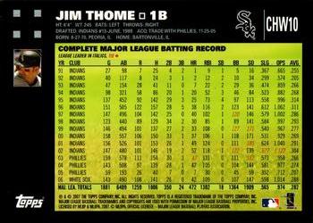 2007 Topps Chicago White Sox #CHW10 Jim Thome Back