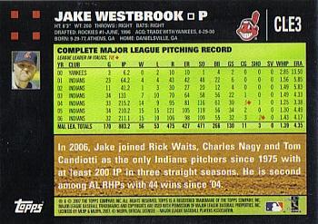 2007 Topps Cleveland Indians #CLE3 Jake Westbrook Back