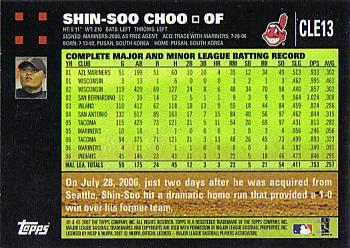 2007 Topps Cleveland Indians #CLE13 Shin-Soo Choo Back