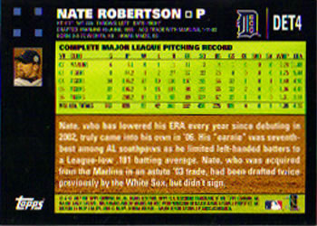 2007 Topps Detroit Tigers #DET4 Nate Robertson Back