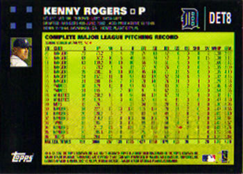 2007 Topps Detroit Tigers #DET8 Kenny Rogers Back