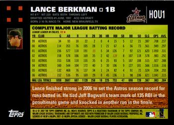 2007 Topps Houston Astros #HOU1 Lance Berkman Back