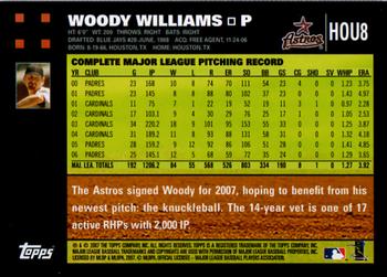 2007 Topps Houston Astros #HOU8 Woody Williams Back