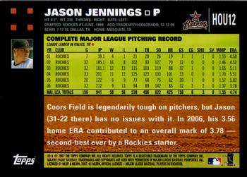 2007 Topps Houston Astros #HOU12 Jason Jennings Back