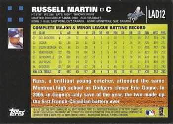 2007 Topps Los Angeles Dodgers #LAD12 Russell Martin Back