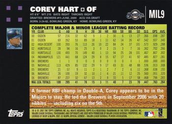 2007 Topps Milwaukee Brewers #MIL9 Corey Hart Back