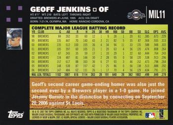 2007 Topps Milwaukee Brewers #MIL11 Geoff Jenkins Back