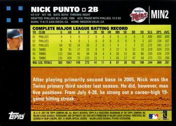 2007 Topps Minnesota Twins #MIN2 Nick Punto Back