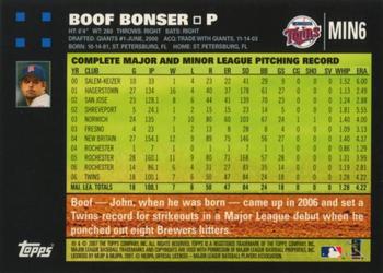 2007 Topps Minnesota Twins #MIN6 Boof Bonser Back