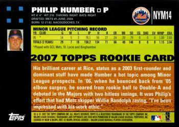 2007 Topps New York Mets #NYM14 Philip Humber Back