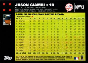 2007 Topps New York Yankees #NYY3 Jason Giambi Back