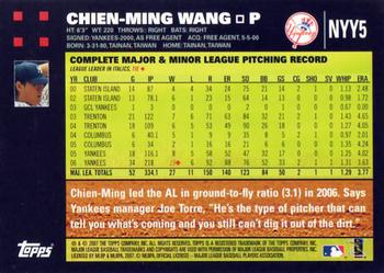 2007 Topps New York Yankees #NYY5 Chien-Ming Wang Back