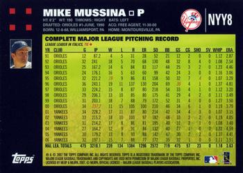2007 Topps New York Yankees #NYY8 Mike Mussina Back