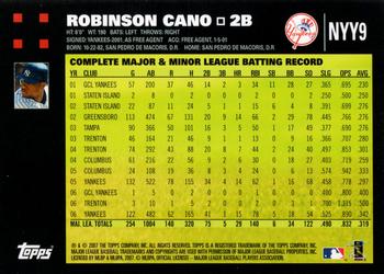 2007 Topps New York Yankees #NYY9 Robinson Cano Back