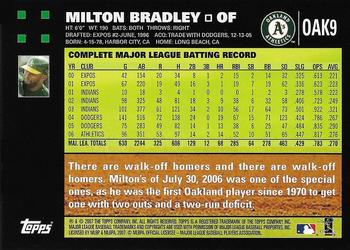 2007 Topps Oakland Athletics #OAK9 Milton Bradley Back