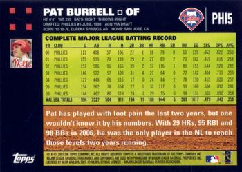 2007 Topps Philadelphia Phillies #PHI5 Pat Burrell Back
