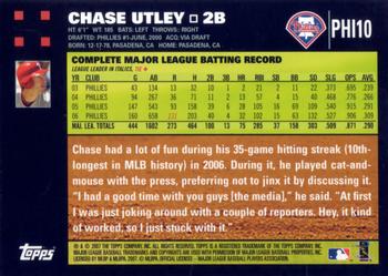 2007 Topps Philadelphia Phillies #PHI10 Chase Utley Back