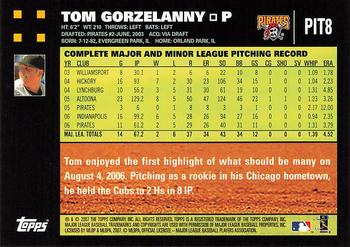 2007 Topps Pittsburgh Pirates #PIT8 Tom Gorzelanny Back