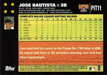 2007 Topps Pittsburgh Pirates #PIT11 Jose Bautista Back