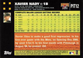 2007 Topps Pittsburgh Pirates #PIT12 Xavier Nady Back