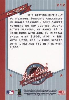 2001 Donruss - Baseball's Best Bronze #212 Ken Griffey Jr. Back