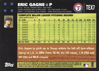 2007 Topps Texas Rangers #TEX7 Eric Gagne Back