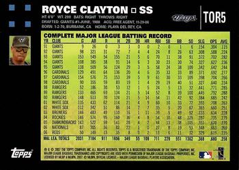 2007 Topps Toronto Blue Jays #TOR5 Royce Clayton Back