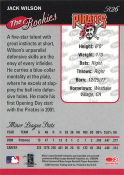 2001 Donruss - Baseball's Best The Rookies Bronze #R26 Jack Wilson  Back