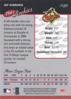2001 Donruss - Baseball's Best The Rookies Bronze #R49 Jay Gibbons  Back