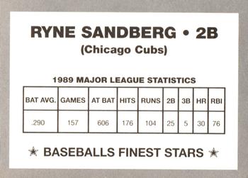1990 Baseballs Finest Stars (unlicensed) #NNO Ryne Sandberg Back