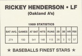 1990 Baseballs Finest Stars (unlicensed) #NNO Rickey Henderson Back