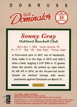 2014 Donruss - Elite Dominator Series 2 #25 Sonny Gray Back
