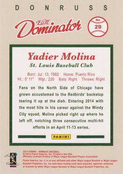 2014 Donruss - Elite Dominator Series 2 #29 Yadier Molina Back